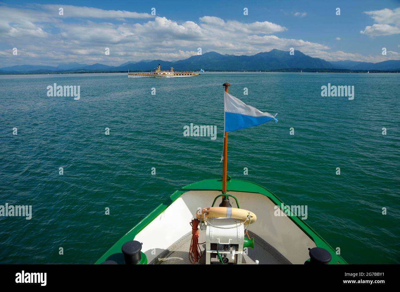 Chiemsee, paddle steamer Ludwig Fessler, excursion boat of the Chiemsee Schifffahrt, year of construction 1926, August, Chiemgau, Bavaria, Germany Stock Photo