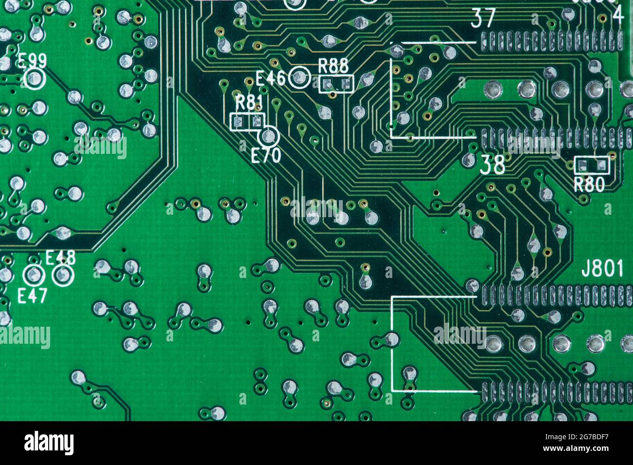 Tracks and solder joints on a motherboard of a computer Stock Photo Alamy