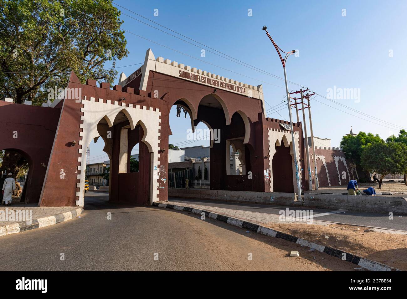 Restored gate in the old town of Kano, Kano state, Nigeria Stock Photo