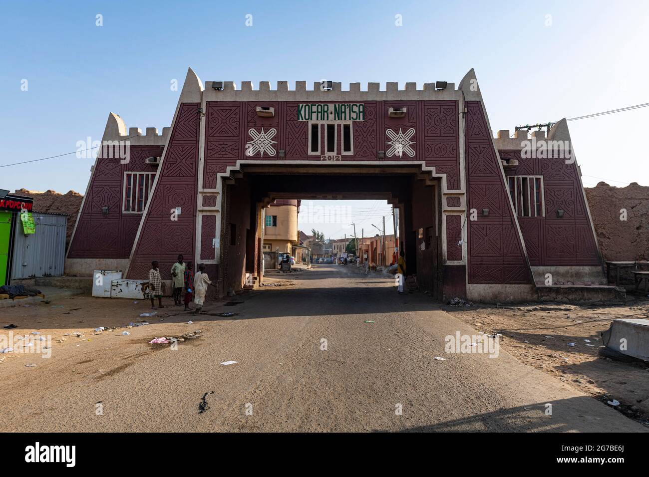 Restored gate in the old town of Kano, Kano state, Nigeria Stock Photo