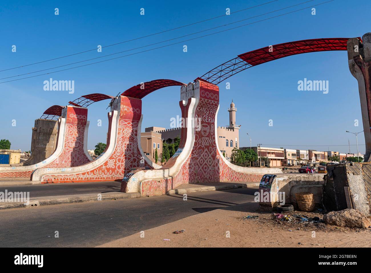 Restored gate in the old town of Kano, Kano state, Nigeria Stock Photo