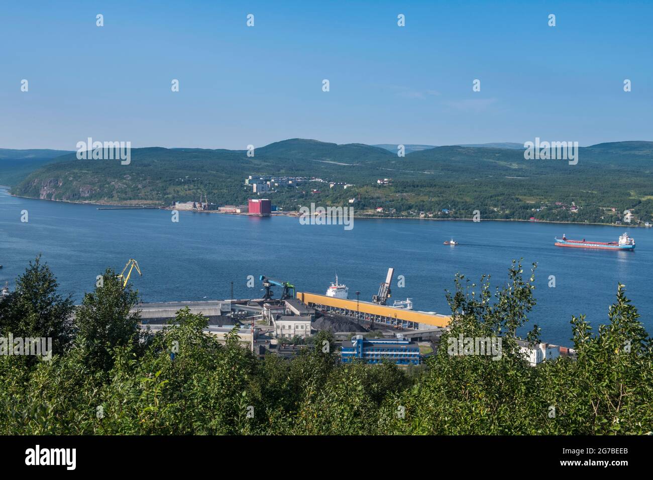 Overlook over Kola Bay, Murmansk, Russia Stock Photo