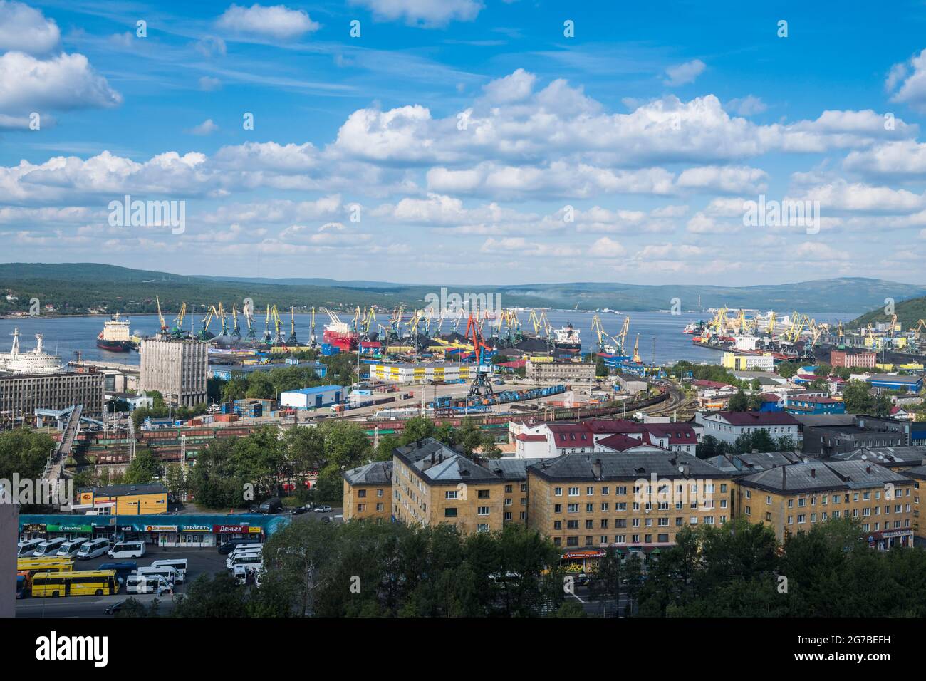 Overlook over Murmansk, Russia Stock Photo