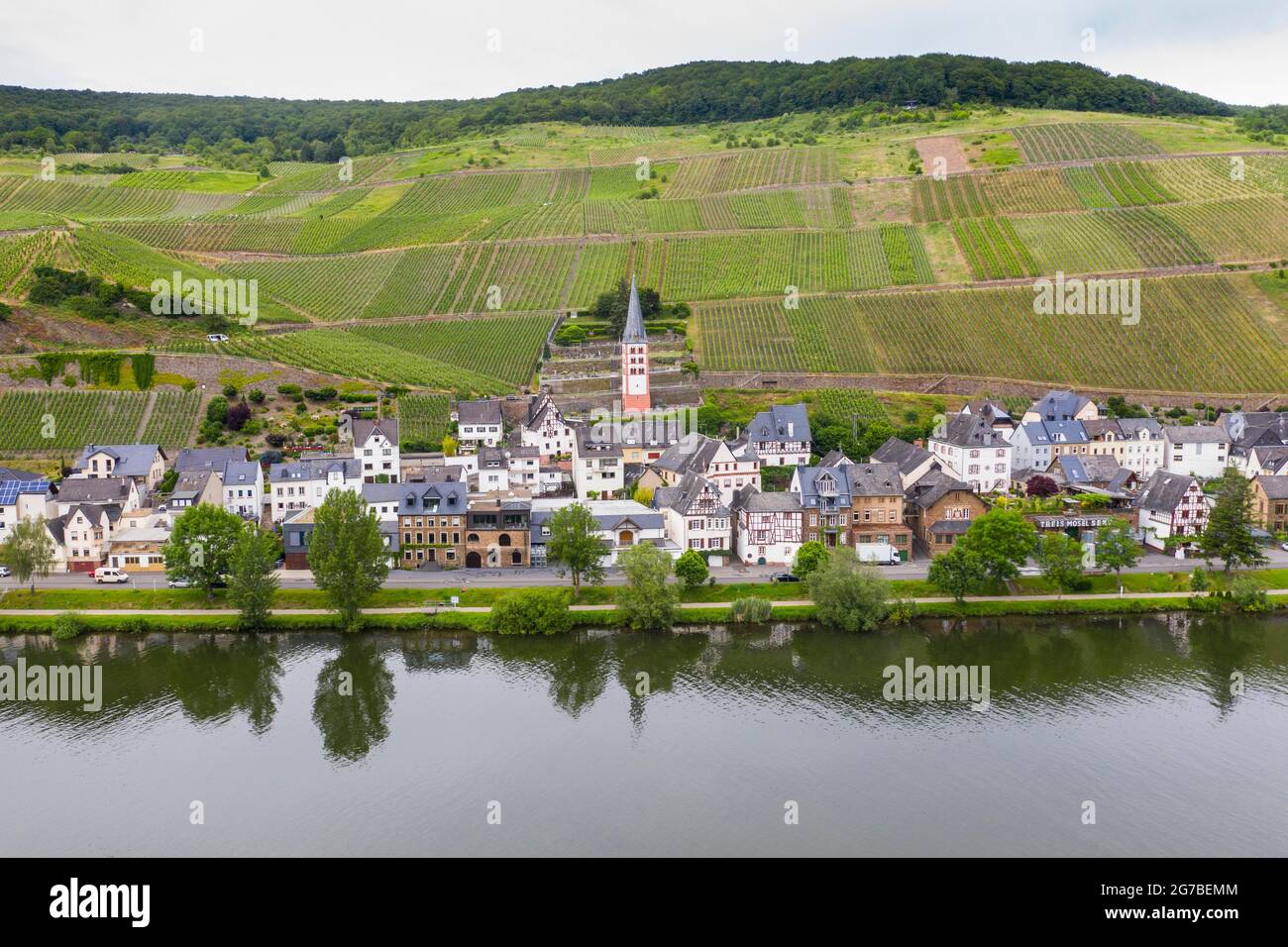 The town of Zell on the Moselle, Moselle valley, Germany Stock Photo