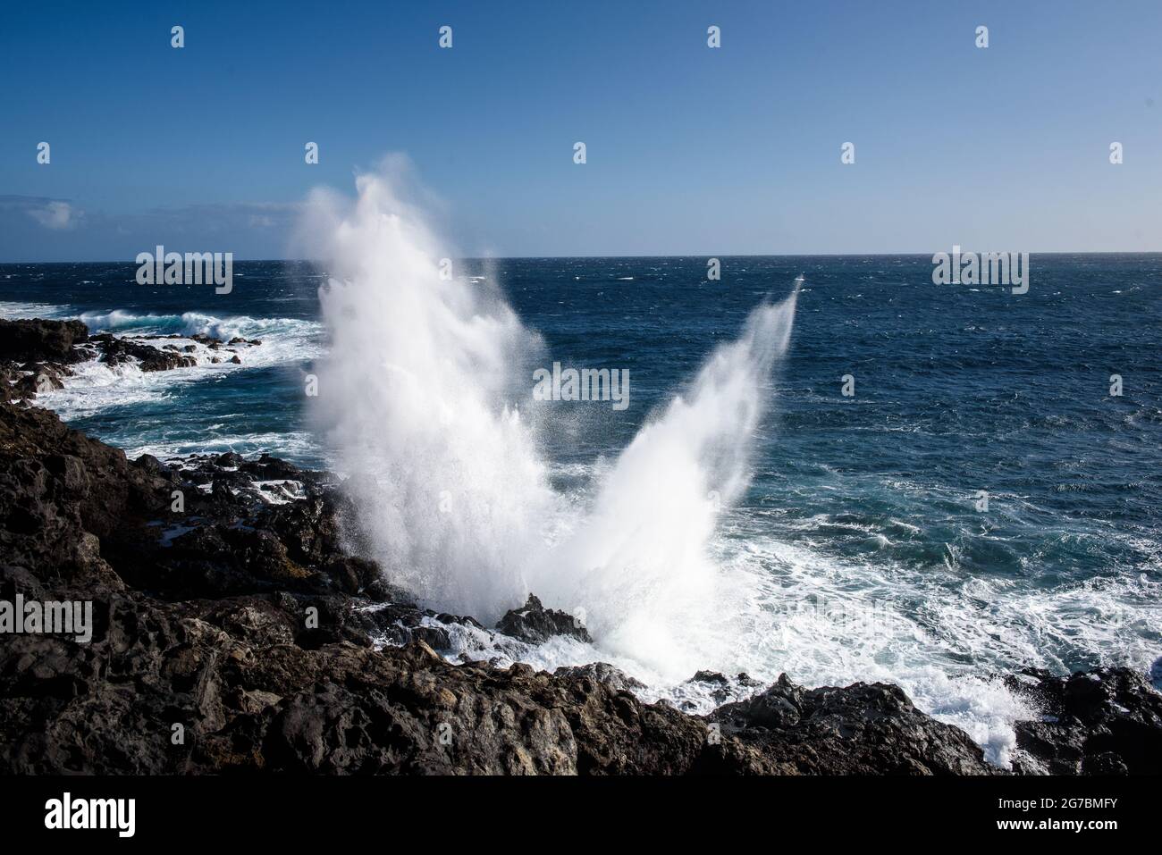 Le Souffleur or a Natural Geyser at Reunion Island Stock Image