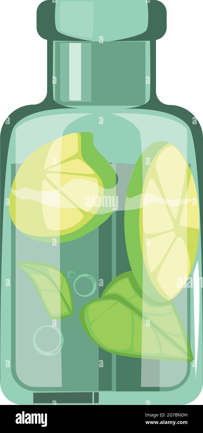 Realistic lemon juice bottle on white background - Vector illustration Stock Vector