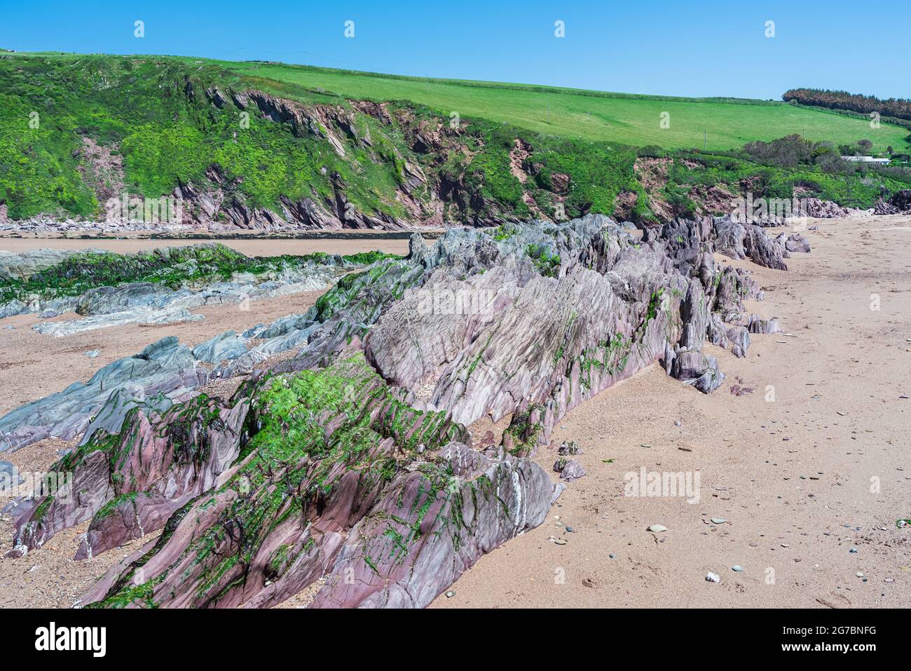 Cliffs and rocks by the Bantham Beach, Kingsbridge, Devon, England Stock Photo Alamy