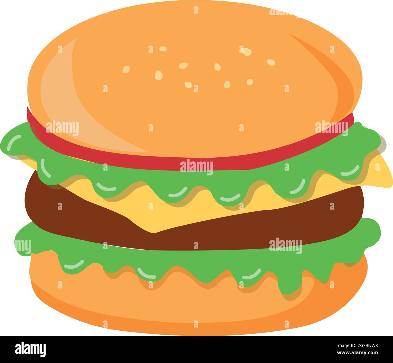 Realistic big hamburger on white background - Vector illustration Stock Vector
