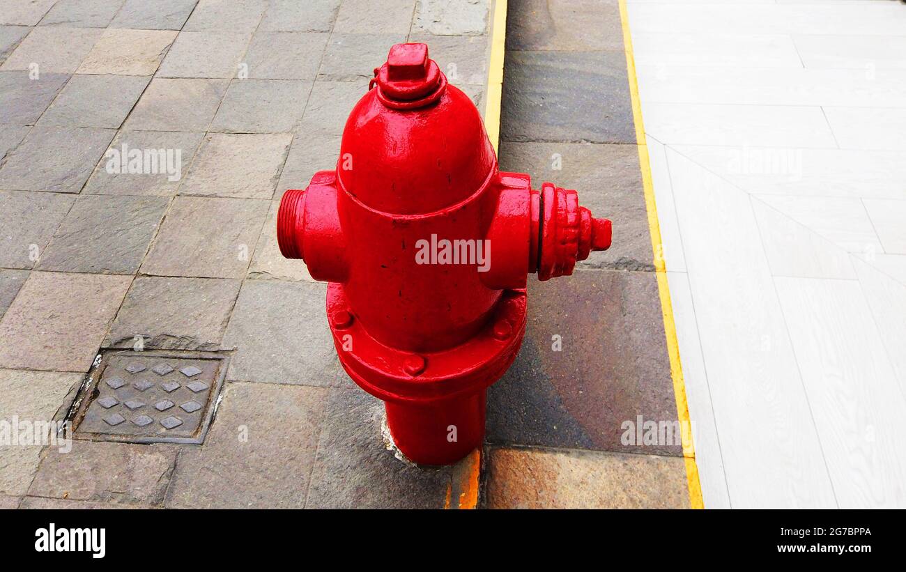 hidrantes o bocas de incendio rojo, Bomberos Stock Photo