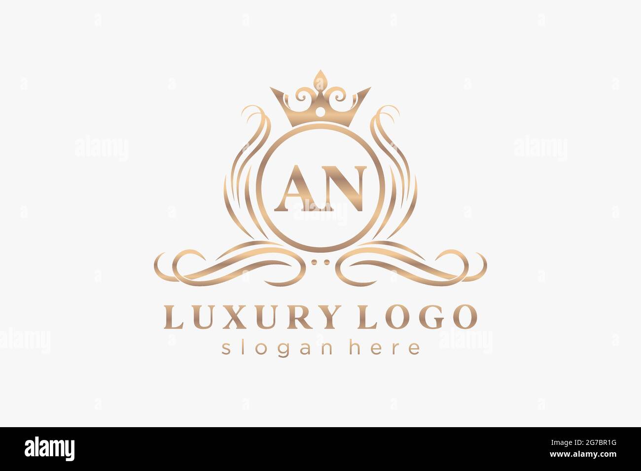 AN Letter Royal Luxury Logo template in vector art for Restaurant, Royalty, Boutique, Cafe, Hotel, Heraldic, Jewelry, Fashion and other vector illustr Stock Vector