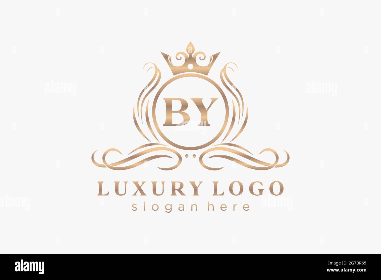 BY Letter Royal Luxury Logo template in vector art for Restaurant, Royalty, Boutique, Cafe, Hotel, Heraldic, Jewelry, Fashion and other vector illustr Stock Vector
