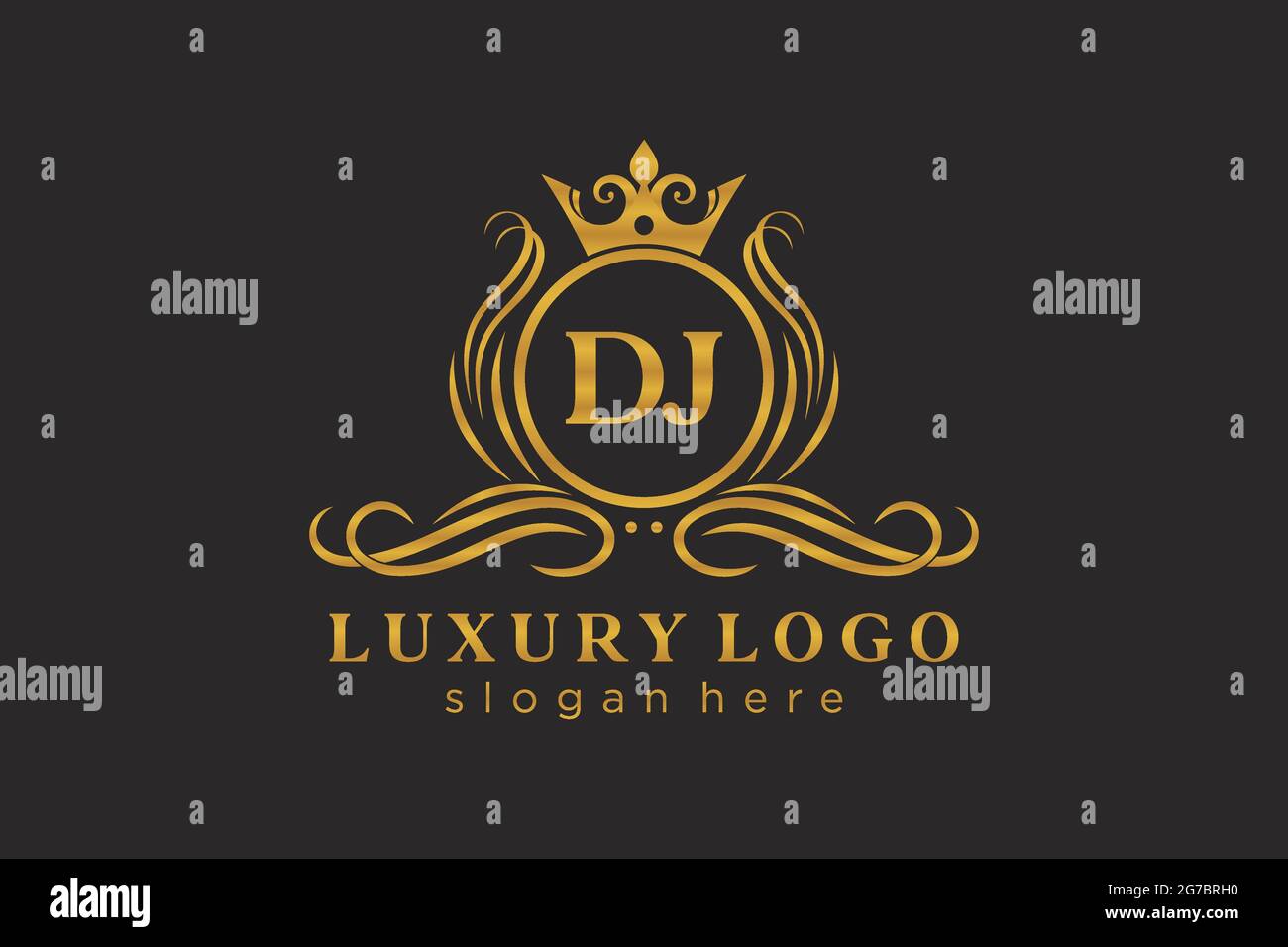 DJ Letter Royal Luxury Logo template in vector art for Restaurant ...