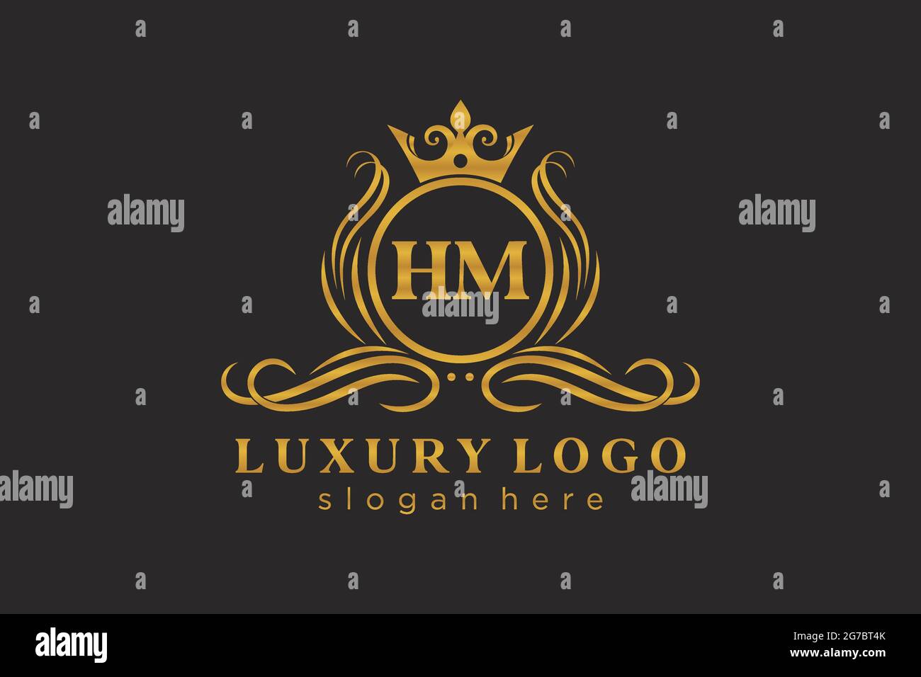 HM Letter Royal Luxury Logo template in vector art for Restaurant ...
