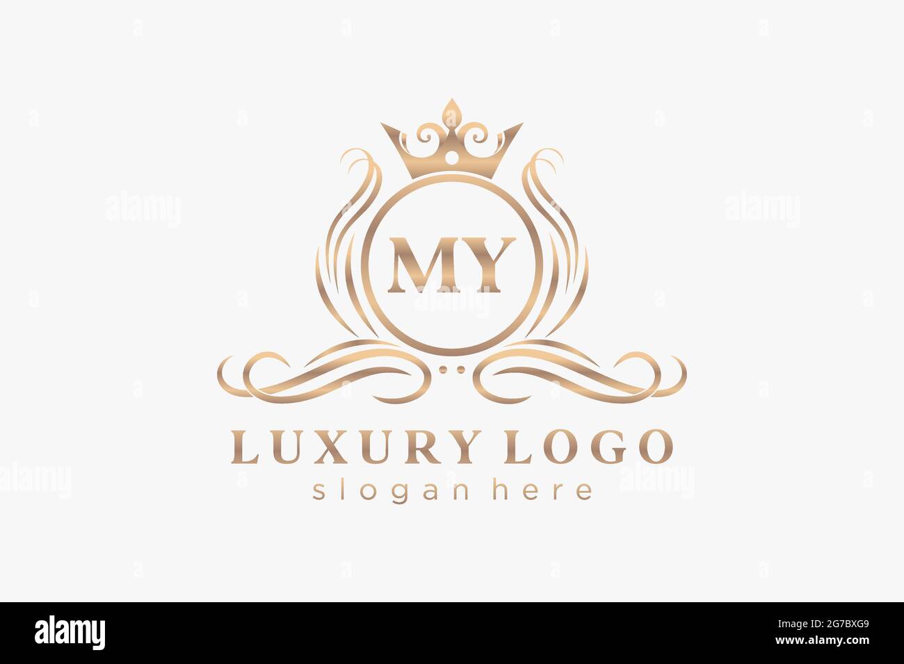 MY Letter Royal Luxury Logo template in vector art for Restaurant, Royalty, Boutique, Cafe, Hotel, Heraldic, Jewelry, Fashion and other vector illustr Stock Vector