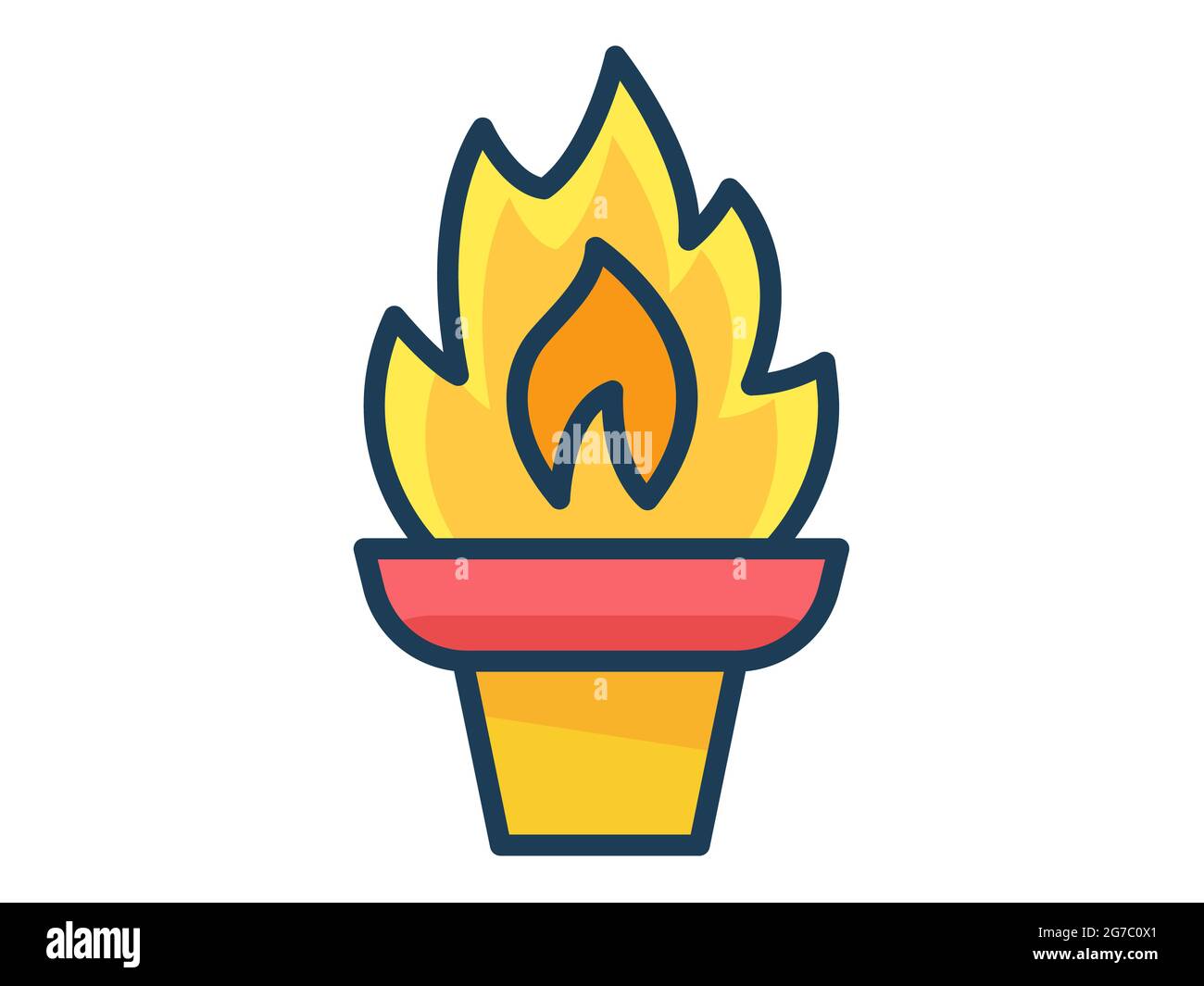 torch fire olympic single isolated icon with filled line style vector ...