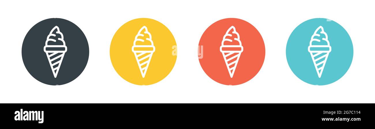 Collection of gelato ice cream in waffle cones icon vector isolated on ...