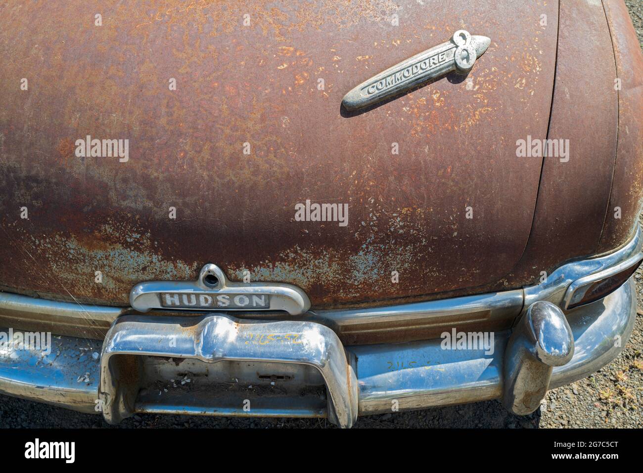 The trunk of a 1952 Hudson Commodore 8 car parked in Pomeroy, Washington, USA Stock Photo