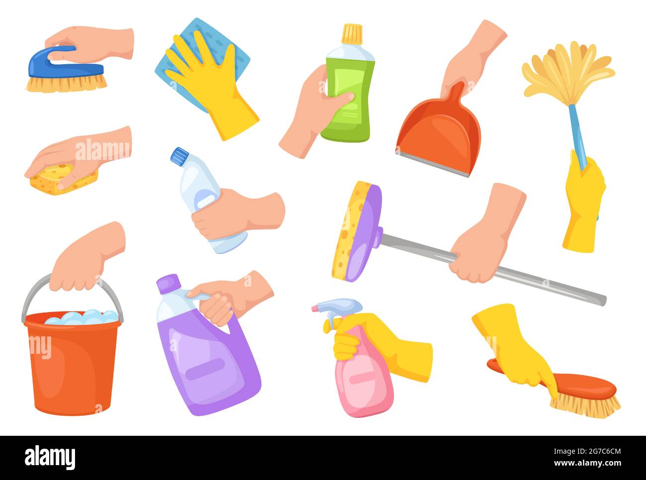 Cleaning tools. Napkin, bucket, broom, gloves, mop, detergent or  disinfectant bottles. Household cleaning products and equipment vector set.  Housekeeping isolated chemicals and liquids Stock Vector Image & Art - Alamy
