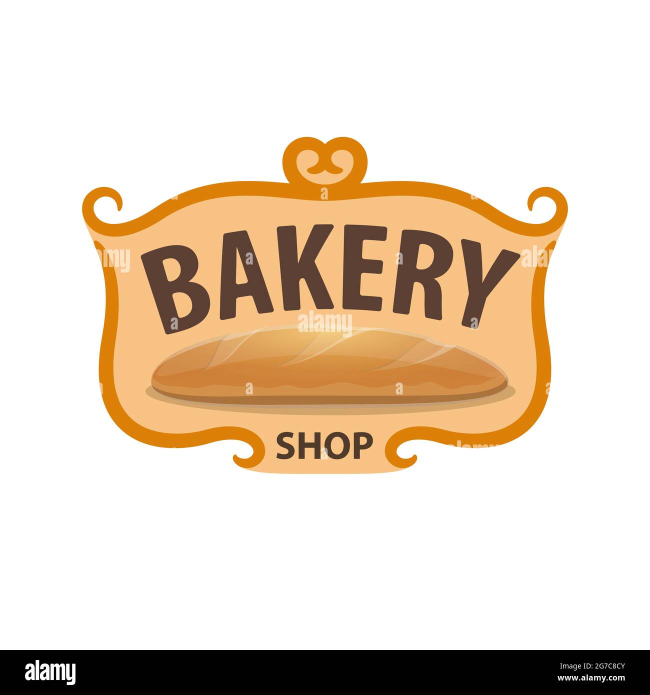 Bakery shop icon, wheat bread baked production vector emblem isolated ...
