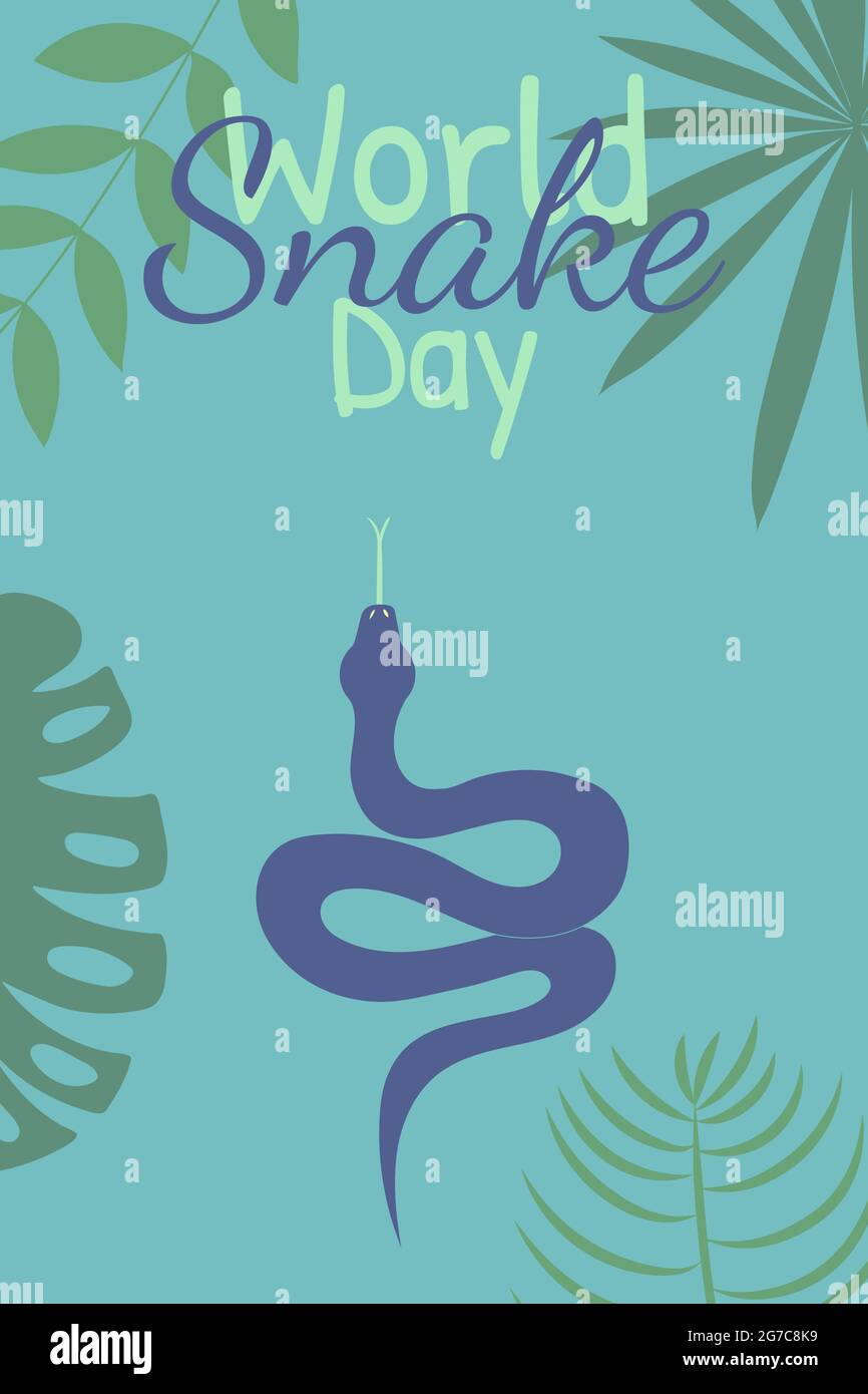 World snake day poster. Vector hand drawn illustration with snake