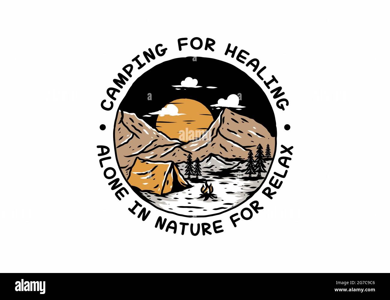 Colorful vintage illustration of mountain camping design Stock Vector ...