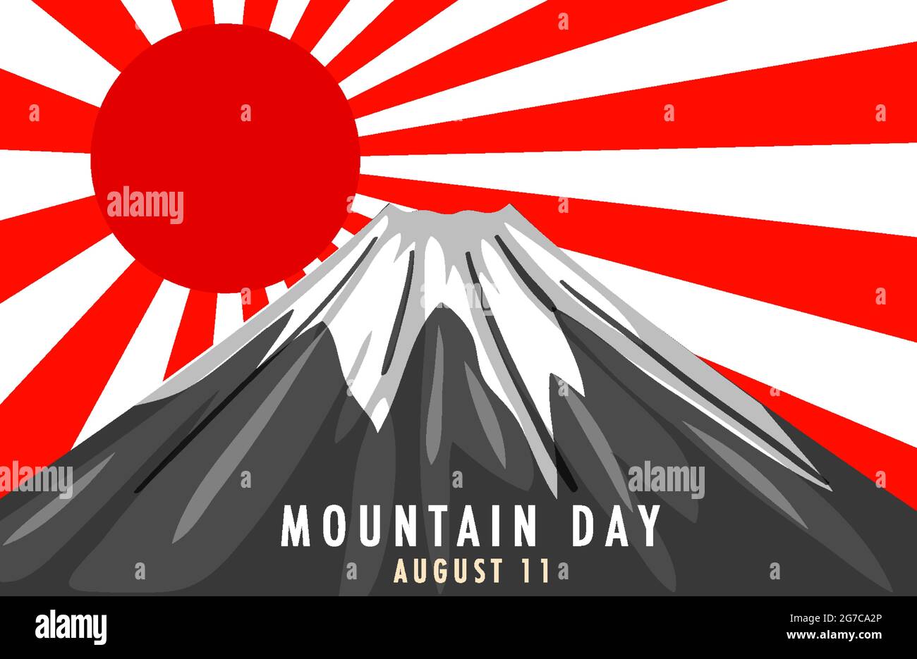 Mountain Day in Japan on August 11 banner with Mount Fuji illustration