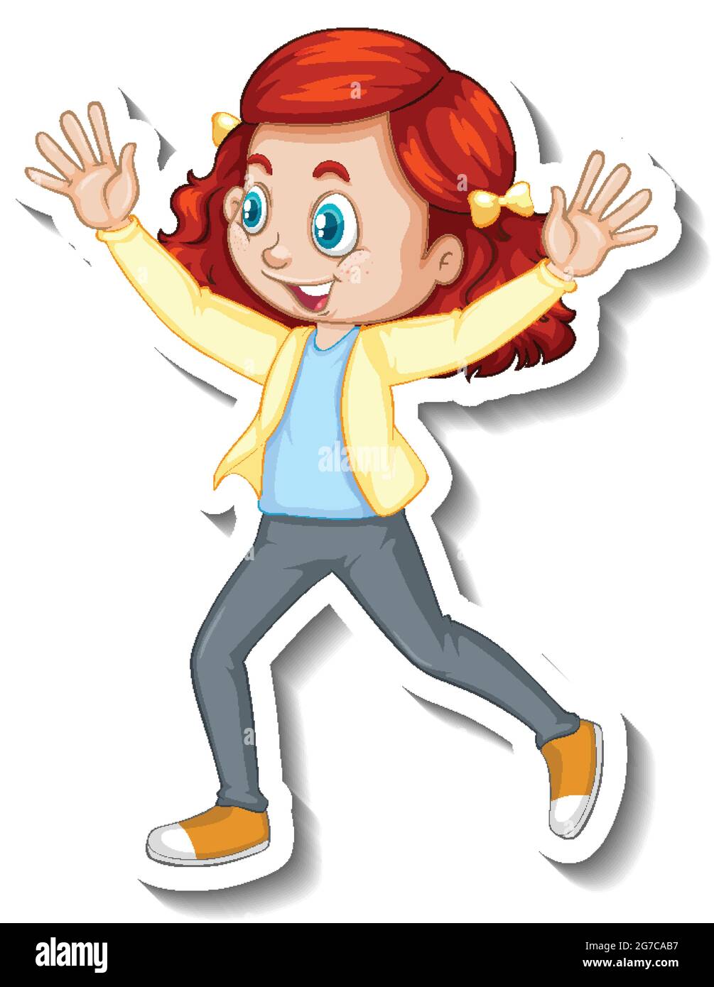Sticker happy girl cartoon character illustration Stock Vector Image ...