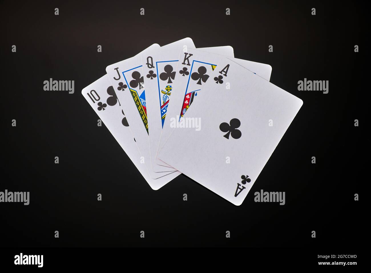 playing cards with flesh royale on dark reflective background Stock Photo -  Alamy