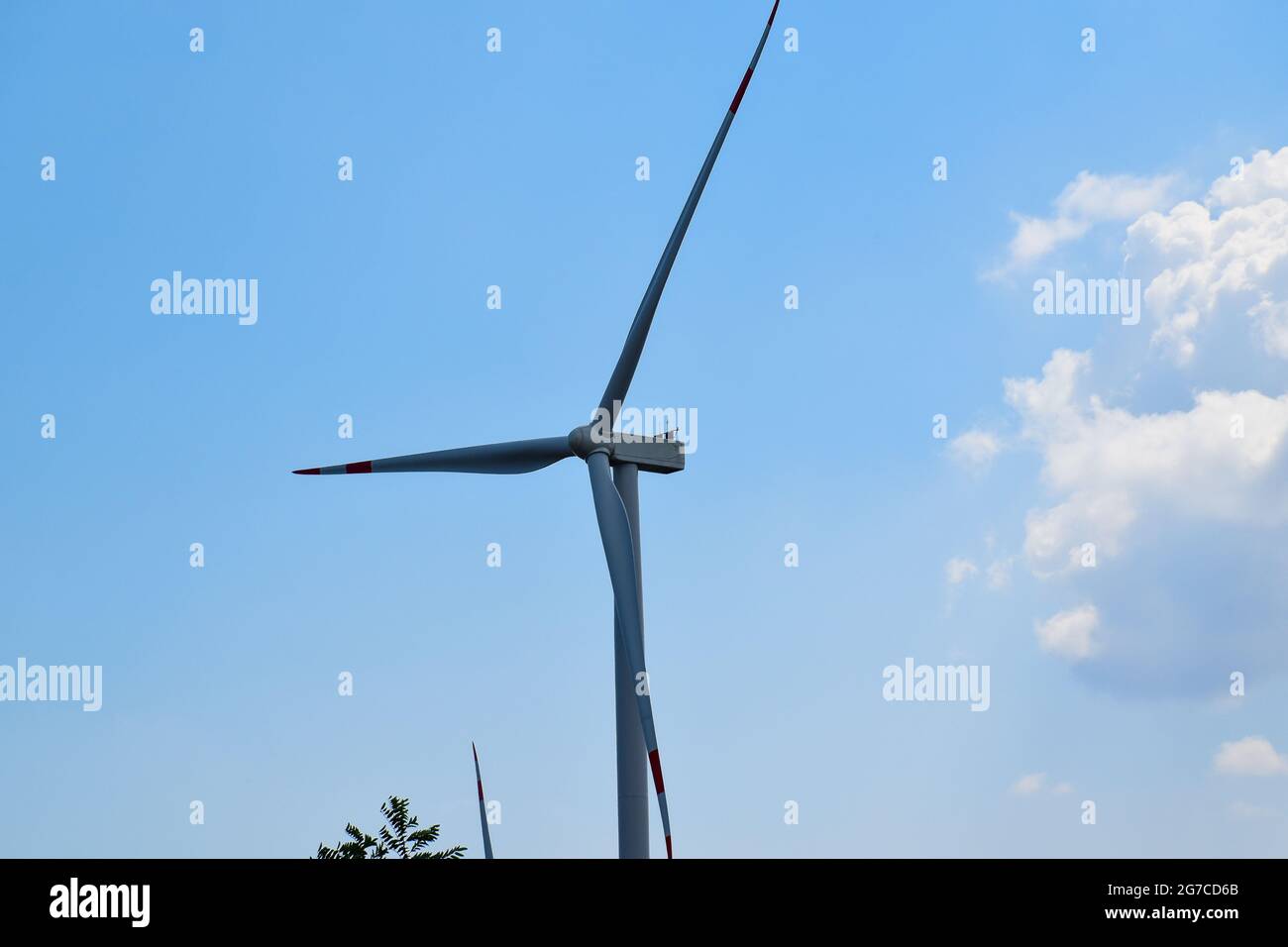 Close up of a wind turbine Stock Photo