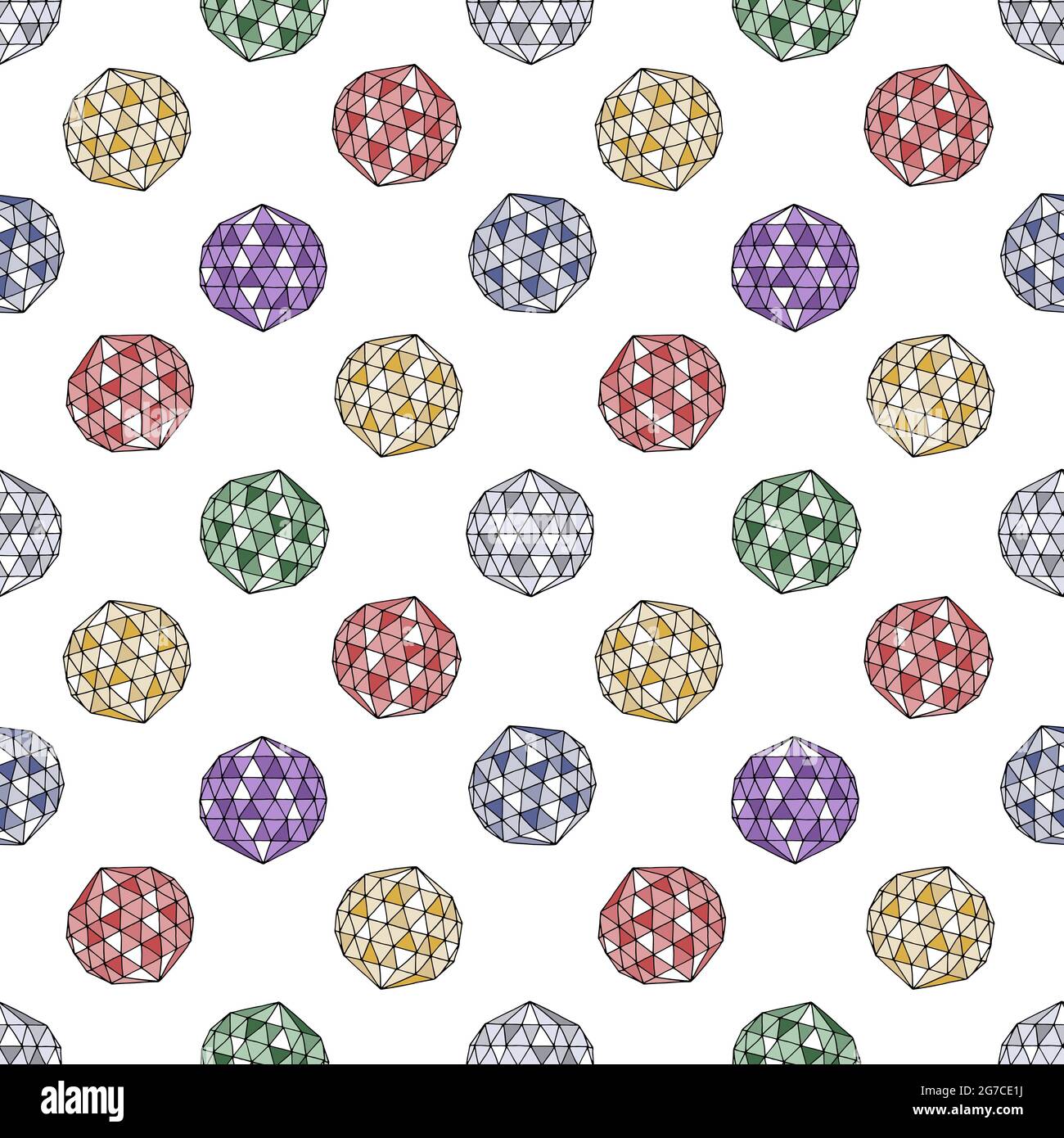 Seamless pattern with hand drawn colorful crystals on white background ...