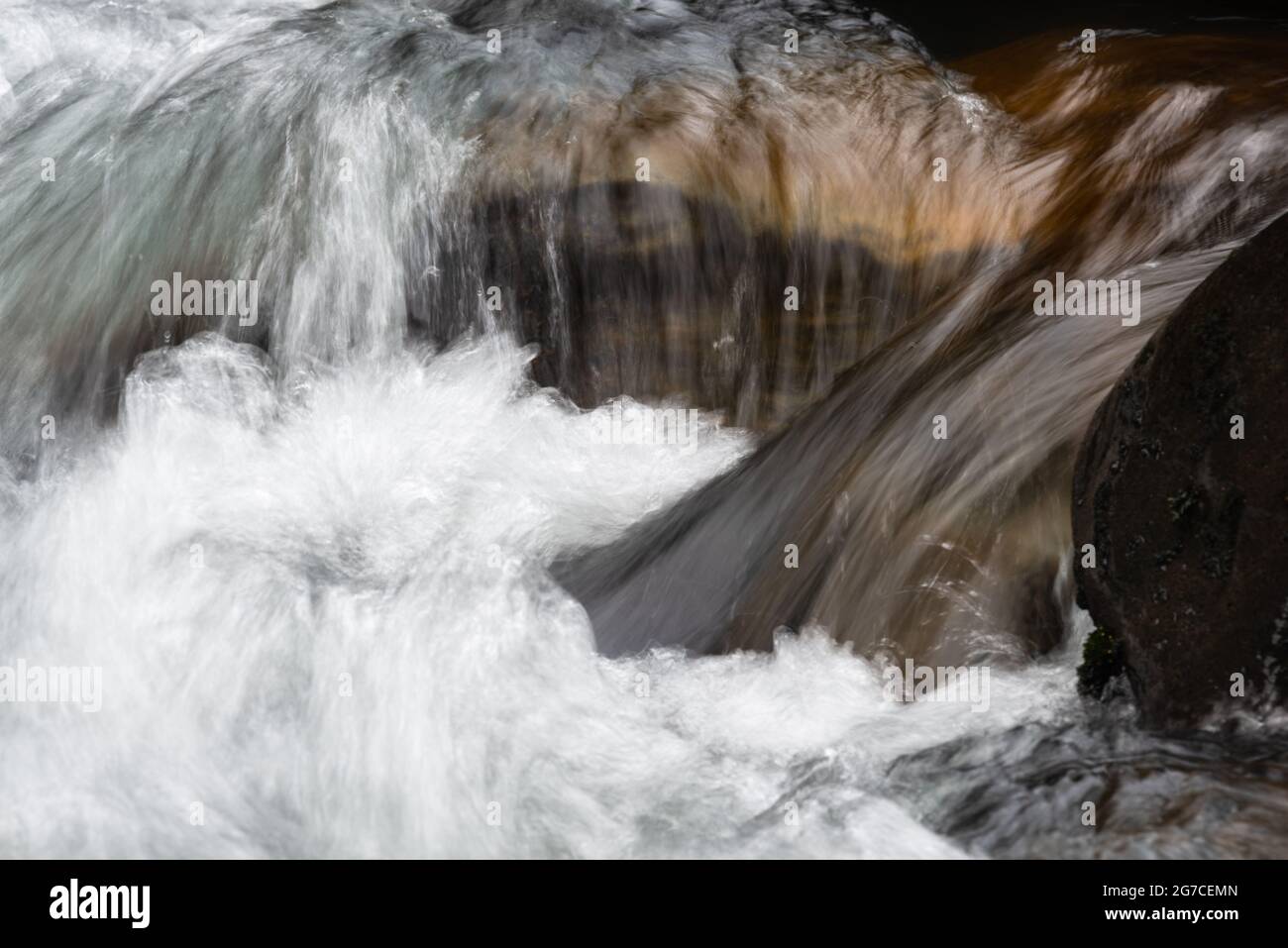 Tawhai waterfalls tumbling down and pounding the rocks, Tongariro National Park, New Zealand Stock Photo
