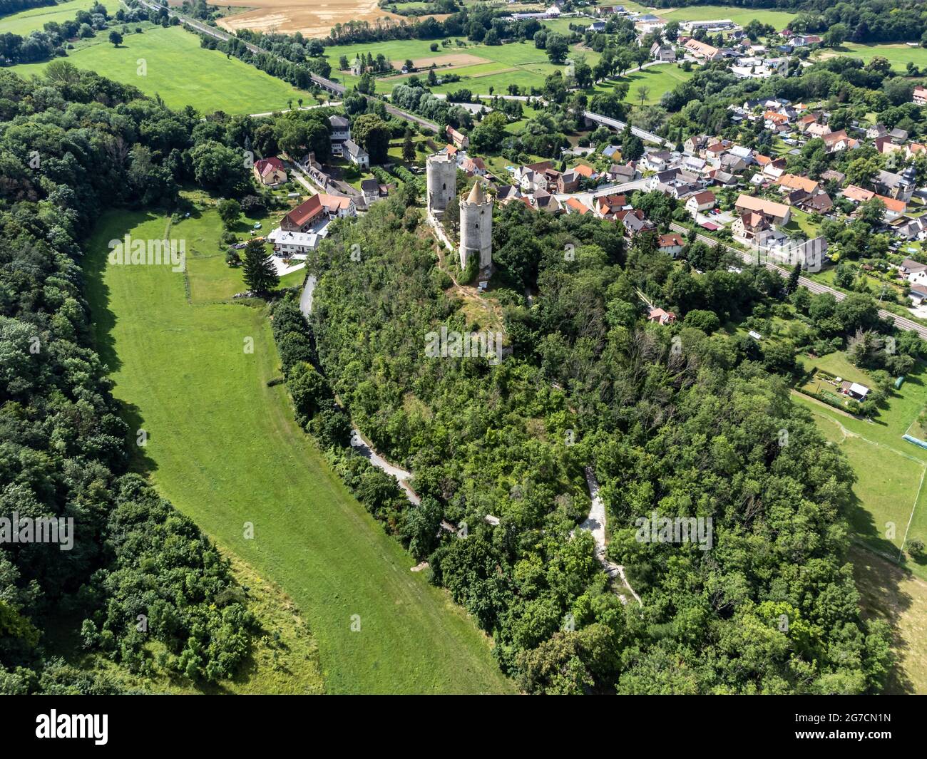 Aerial view of Saaleck Castle in Germany Stock Photo