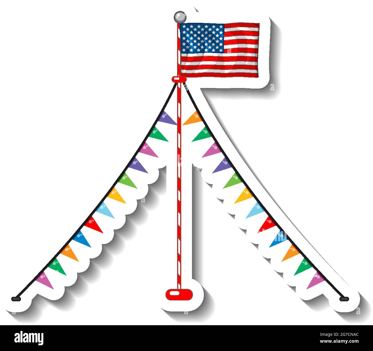 Flag of United States of America with pole isolated illustration Stock ...