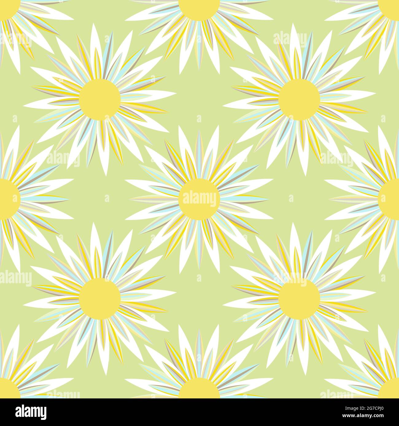 Seamless chamomile pattern, pastel colors, universal neutral background backdrop cover packaging textiles wrapper. Vector illustration Stock Vector