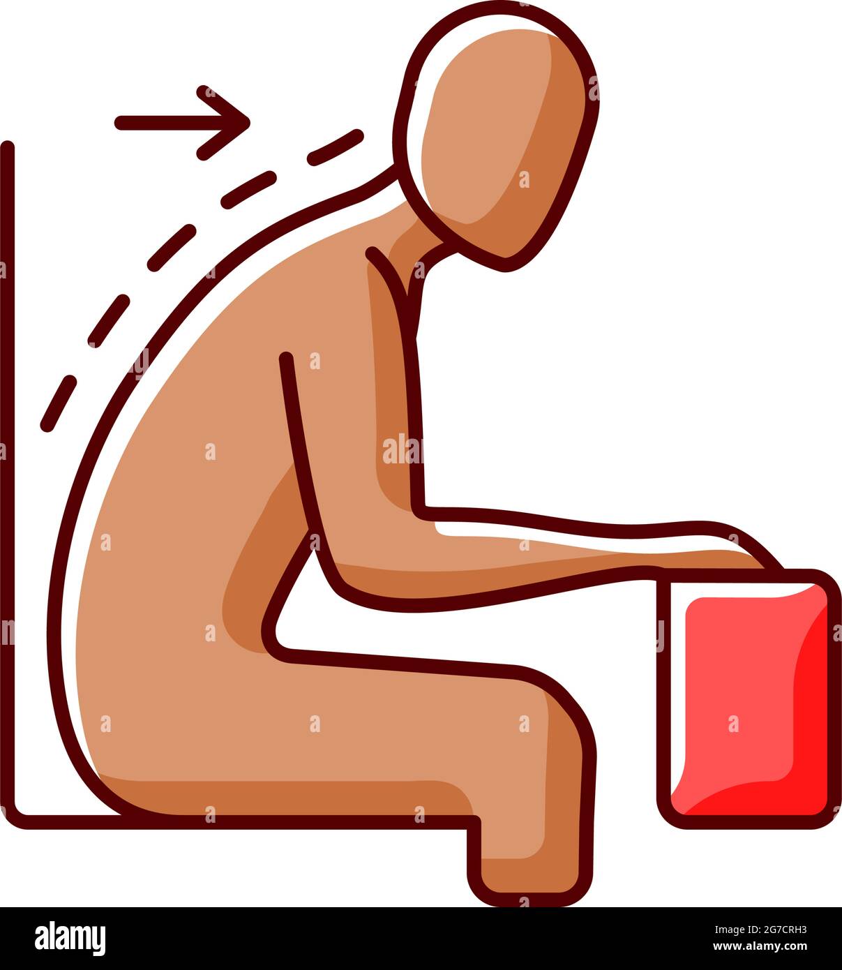 Forward tilted sitting position RGB color icon Stock Vector