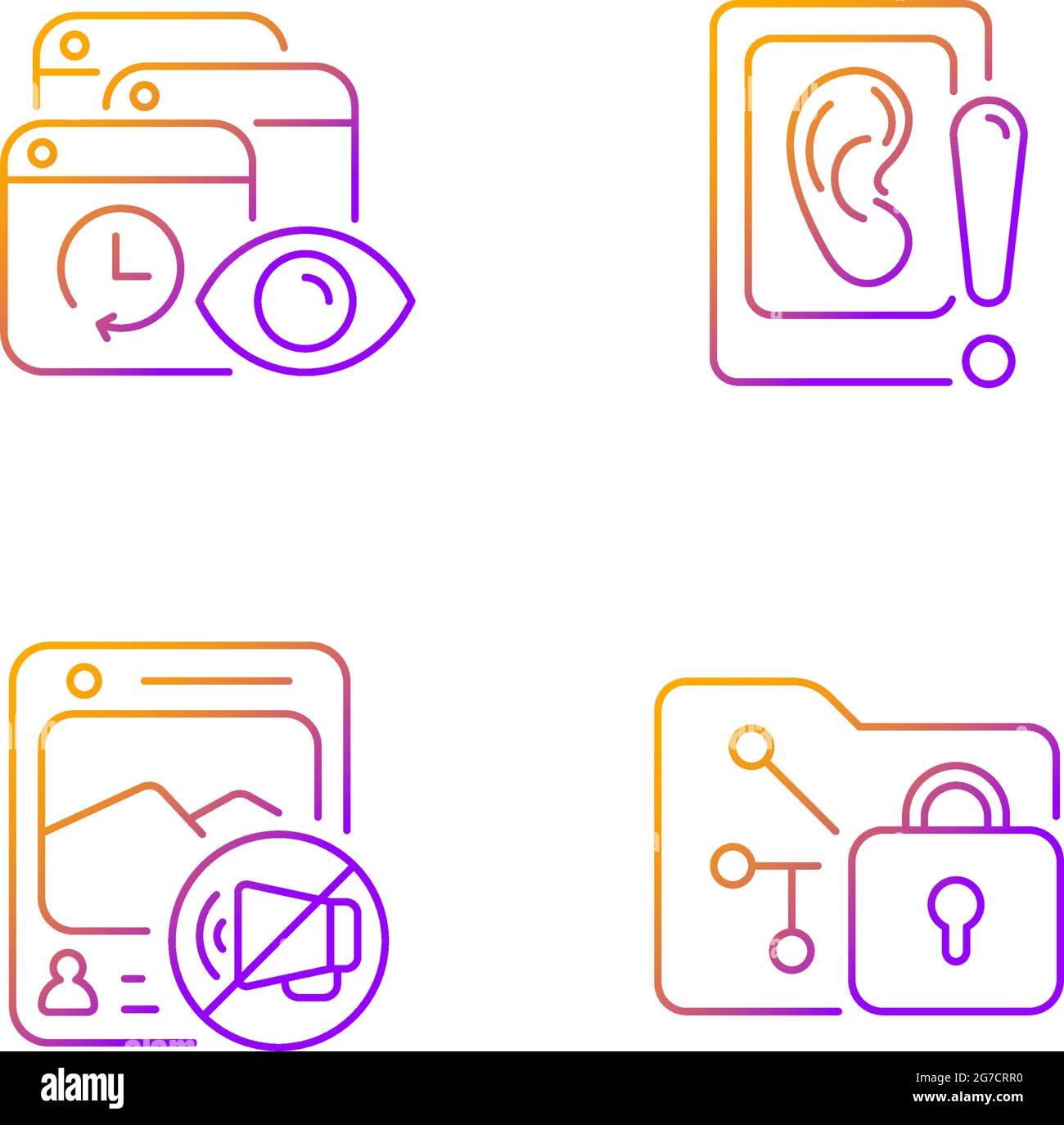 Computer activity monitoring gradient linear vector icons set Stock ...