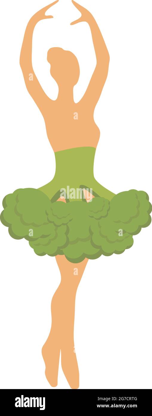 Girl and broccoli, healthy eating, slimness, vegetarianism. Vector illustration Stock Vector