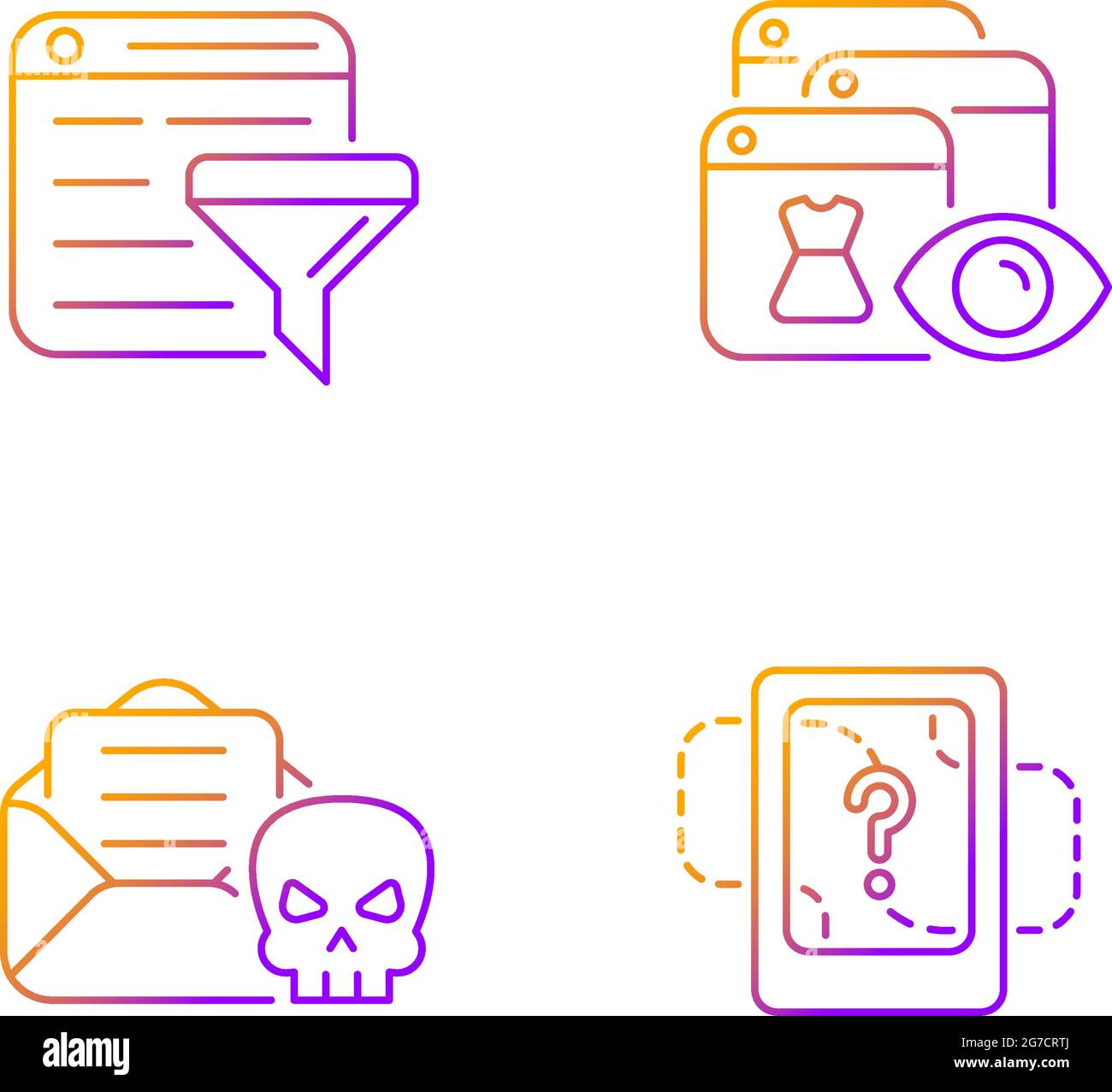 Network surveillance gradient linear vector icons set Stock Vector