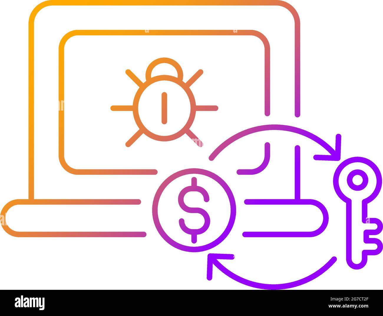 Ransomware gradient linear vector icon Stock Vector