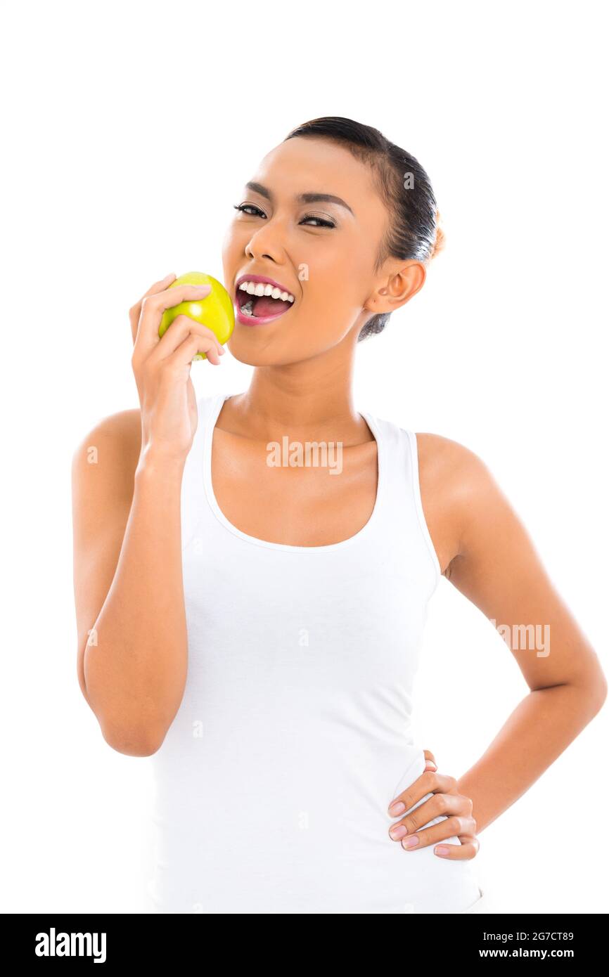 Young Asian woman living healthy and eating fruits Stock Photo Alamy