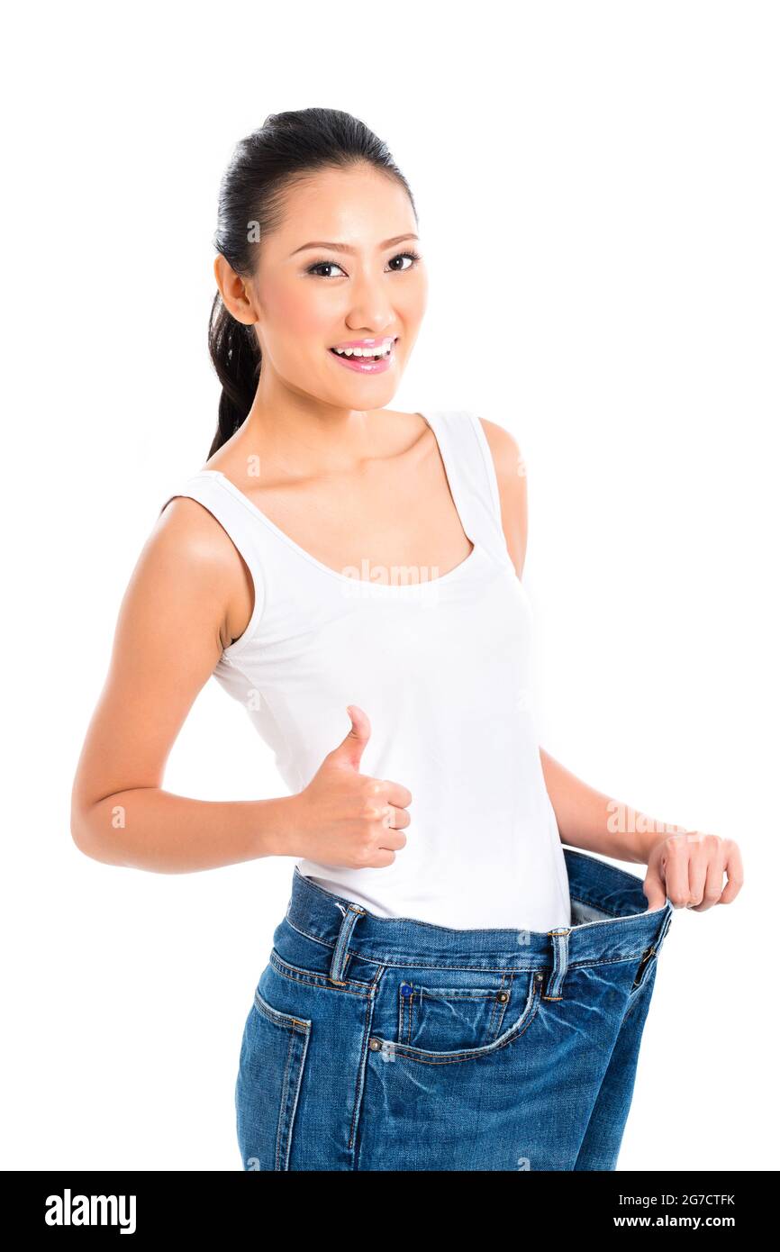 Asian Chinese woman losing weight with diet Stock Photo Alamy