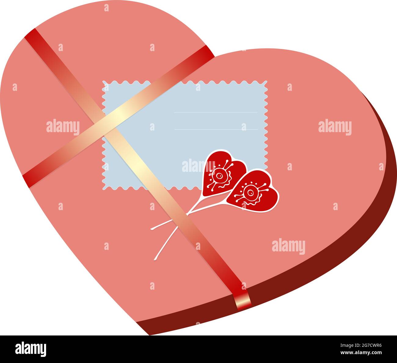 Heart shaped box pink with ribbon and valentine's day card with ...