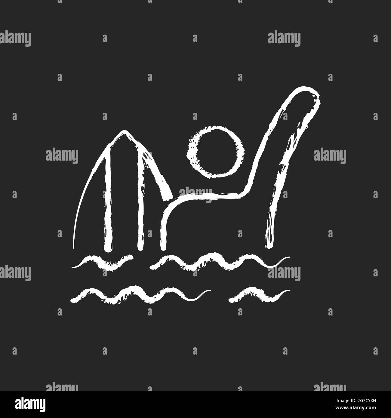 Emergency signal for drowning chalk white icon on dark background Stock ...