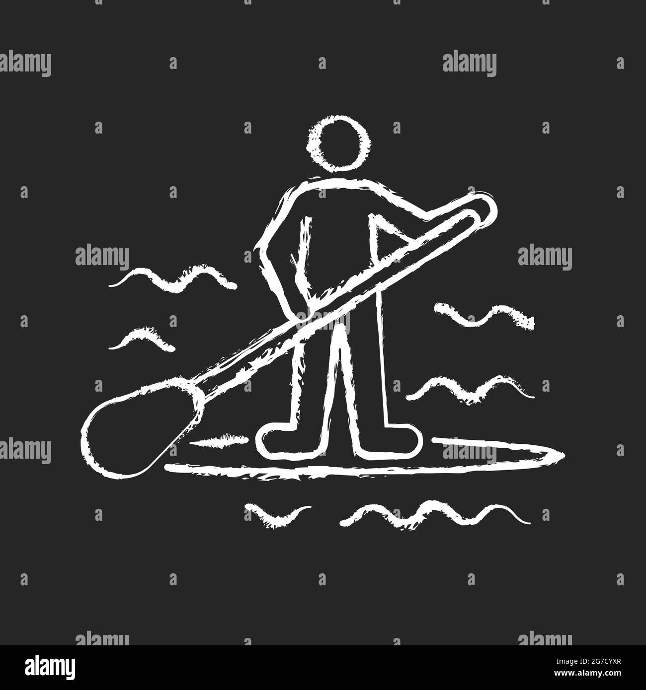 Paddle board surfing chalk white icon on dark background Stock Vector ...