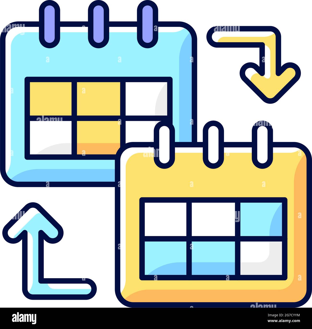 Calendar sharing RGB color icon Stock Vector