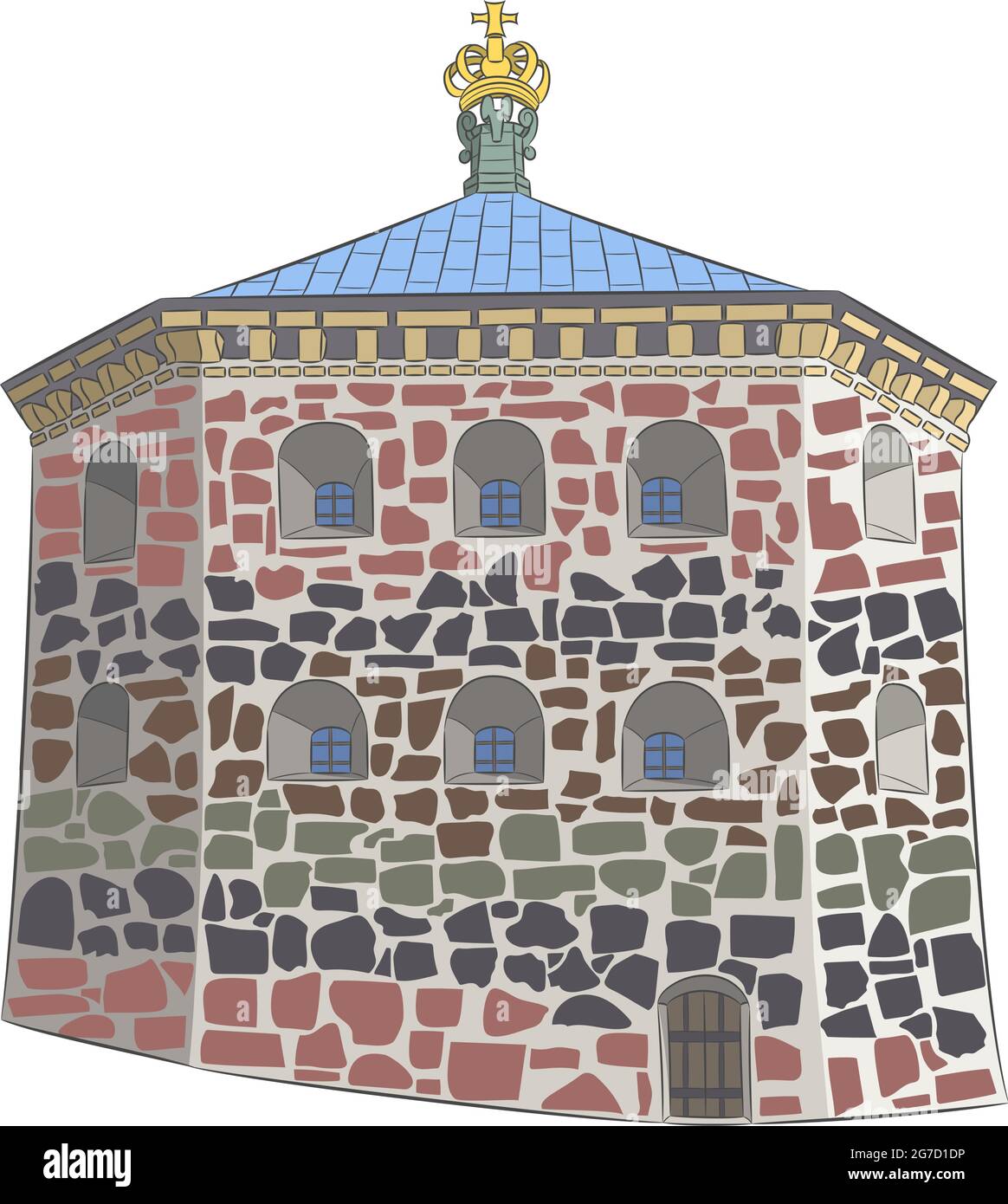Stone ancient tower Skansen kronan. Gothenburg. Sweden. Stock Vector