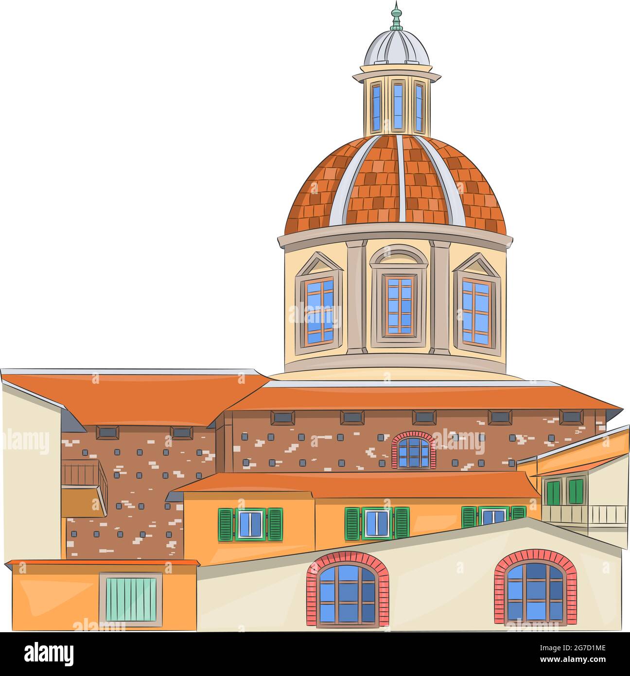 Church of San Frediano in Cestello in the historical part of Forencia. Italy. Stock Vector