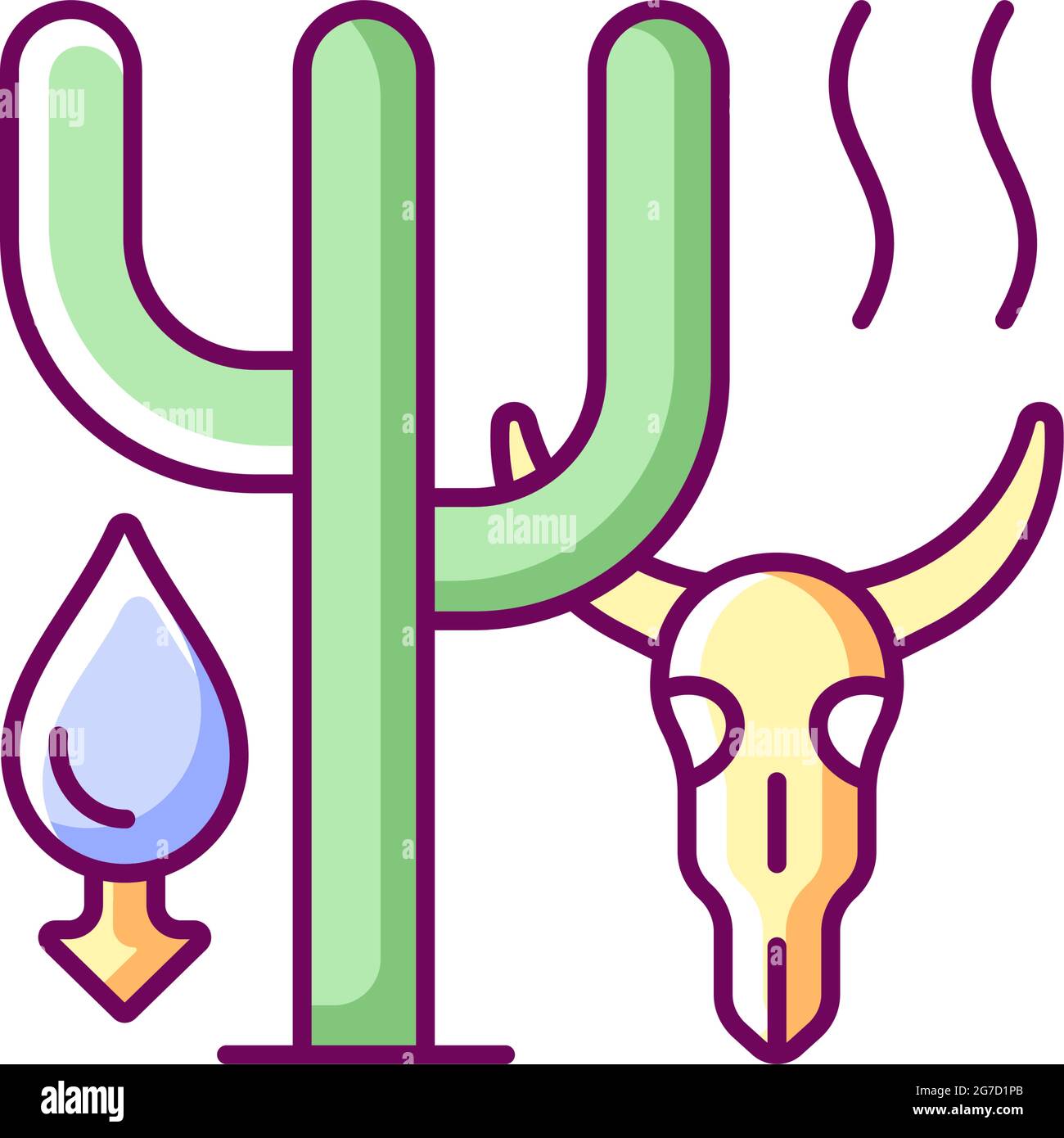 Extreme drought causing animals extinction RGB color icon Stock Vector