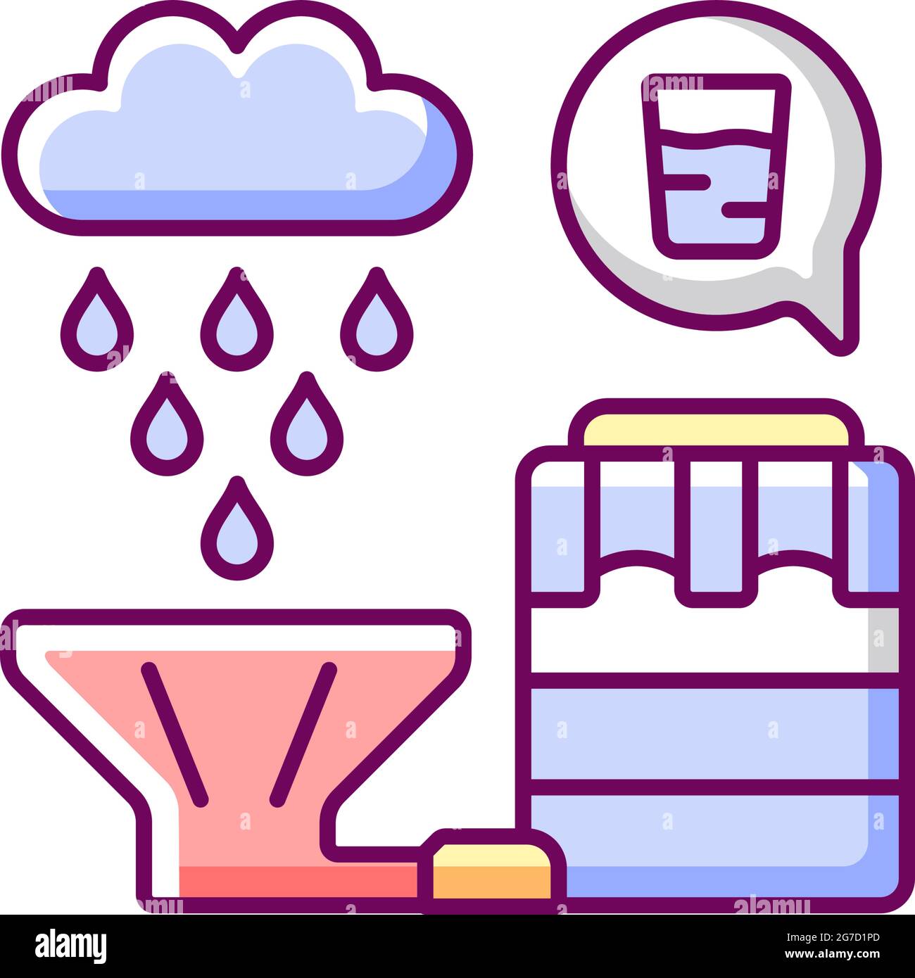 Recycling rainwater RGB color icon Stock Vector