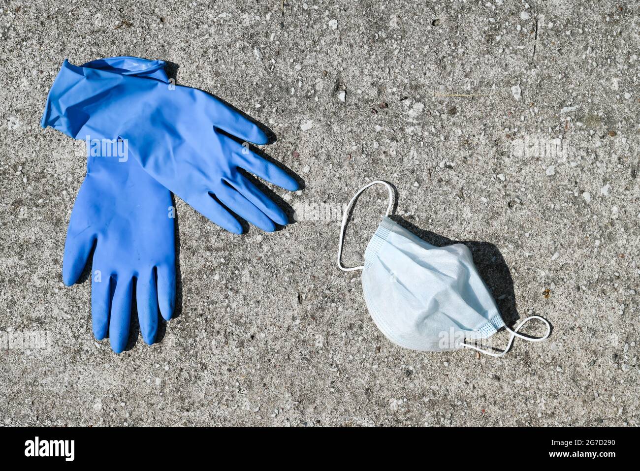 personal protective equipment mask and blue gloves Stock Photo